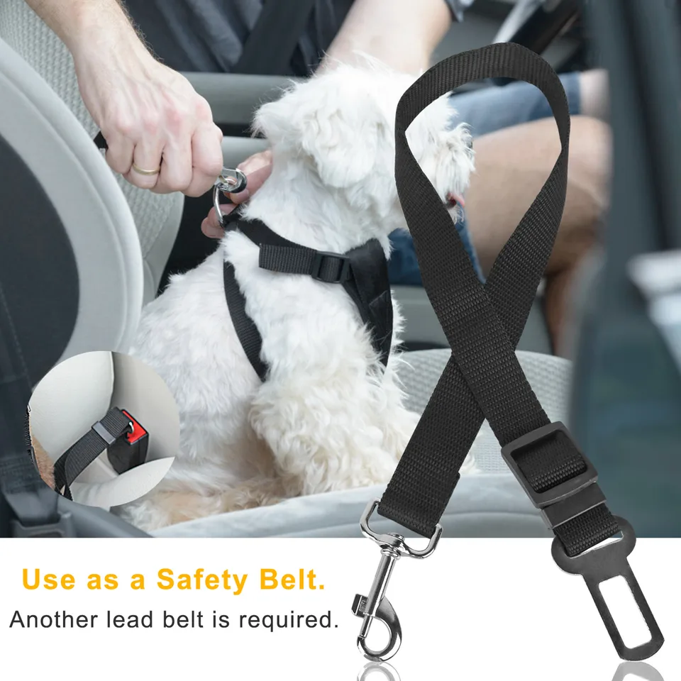 2 Pcs Pet Dog Seat Belt Leash Adjustable Pet Dog Cat Safety Leads Harness Car Vehicle Nylon Fabric Seatbelt Strap view 4