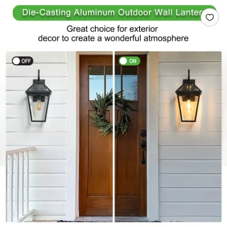 21inch H 2 Pack Outdoor Wall Lantern Light Modern Black Metal & Clear Glass Sconce For Porch, Patio, And Garden Lighting Bulb Not Included view 4