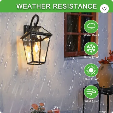 21inch 1 Pack Outdoor Wall Lantern Light Modern Black Metal & Clear Glass Sconce For Porch, Patio, And Garden Lighting Bulb Not Included view 2