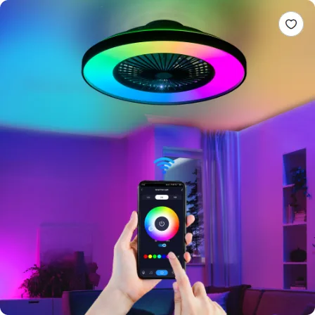 23 Inch Black Ceiling Fan Light With LED RGB   Dimmable & Color Changing, APP & Remote Control, Modern Smart Ceiling Fan For Living Room, Bedroom, And Dining Room  Silent 6-Speed Reversible DC Motor view 3