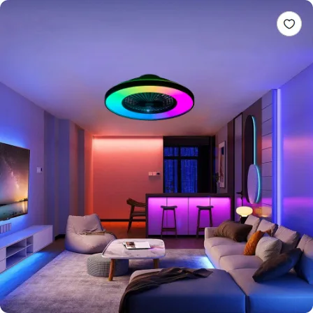 23 Inch Black Ceiling Fan Light With LED RGB   Dimmable & Color Changing, APP & Remote Control, Modern Smart Ceiling Fan For Living Room, Bedroom, And Dining Room  Silent 6-Speed Reversible DC Motor view 2