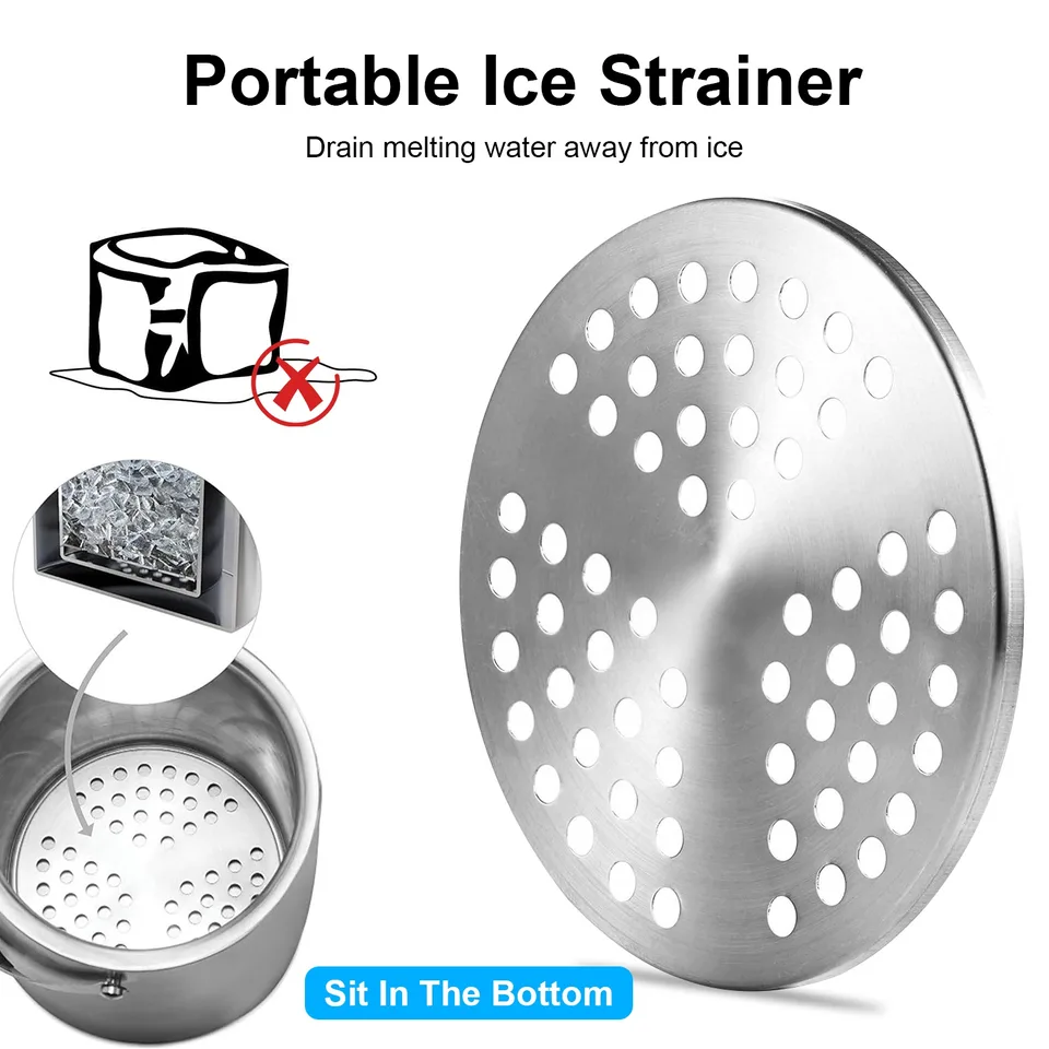 1 Set Double Wall Stainless Steel Insulated Ice Bucket 3L Ice Holder Ice Container With Lid Scoop Strainer Handle For Wine Champagne Beer view 3