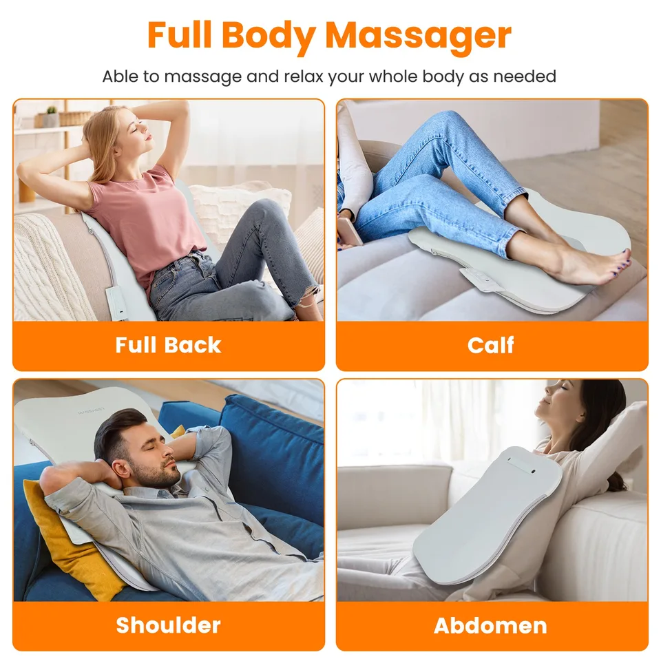 1 Set  Shiatsu Back Massager 3D Deep Tissue Kneading Massage Pillow Cordless USB Rechargeable With 3 Massaging Modes 2 Heating Levels 10Mins Auto-Off For Back Shoulder Waist Lumbar No Chair view 2