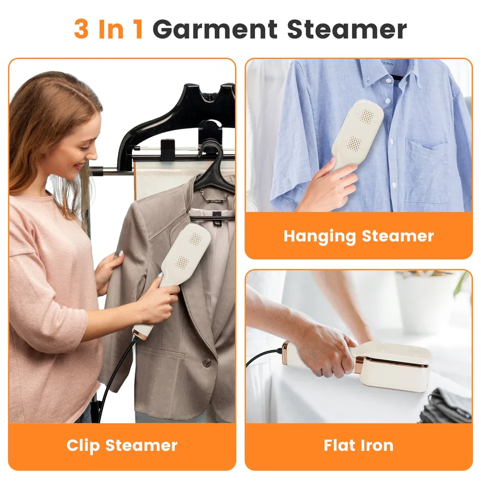 1Set Steam Iron Press 3 In 1 Travel Steamer For Clothes With 180 Degree Flip Head Portable Handheld Flat Iron 1000W Wrinkles Remover Wet And Dry Ironing Garment Steamer 20S Fast Heat Up view 2