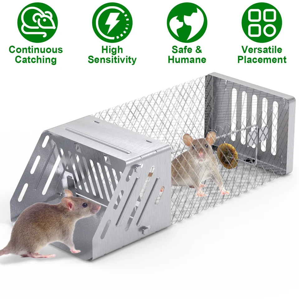 1 Pc Automatic Continuous Rat Trap Single Door Mouse Cage Humane Live Animal Trap Cage Indoor Outdoor For Small Rodents Mice Voles view 4