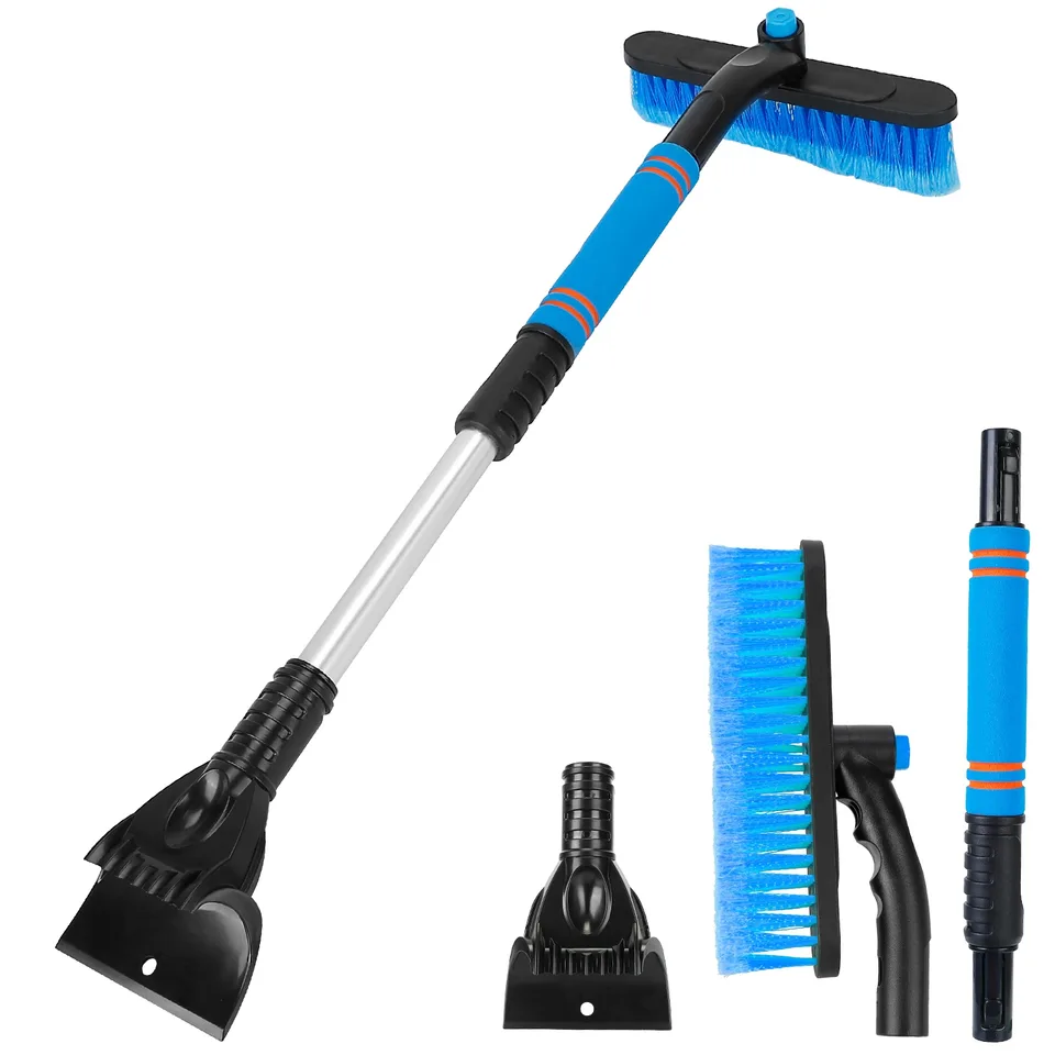 3 Color Options -- 1Pc 3 In 1 Windshield Ice Scraper Extendable Car Snow Removal Tool Telescoping Car Broom Snow Shovel Automobile Frost Removal view 2