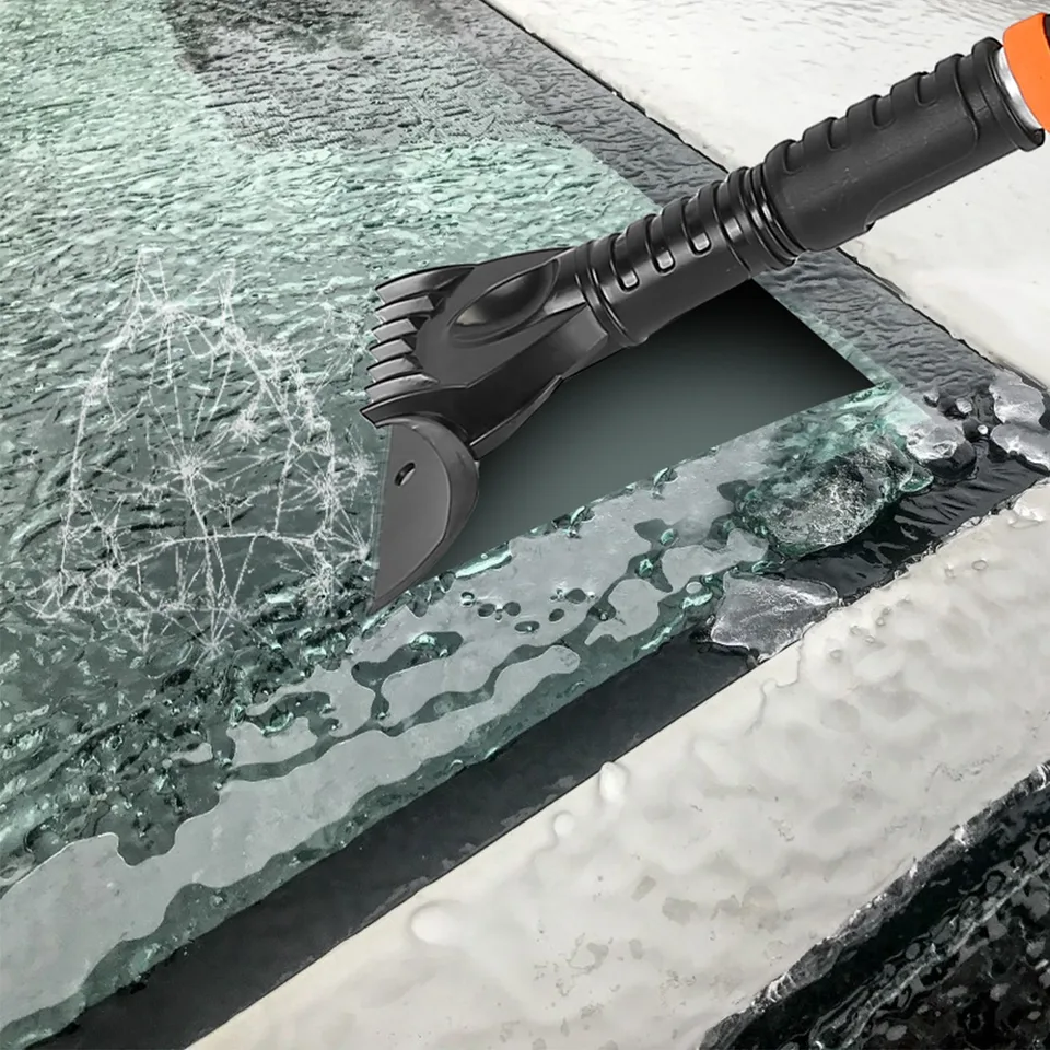 3 Color Options -- 1Pc 3 In 1 Windshield Ice Scraper Extendable Car Snow Removal Tool Telescoping Car Broom Snow Shovel Automobile Frost Removal view 3