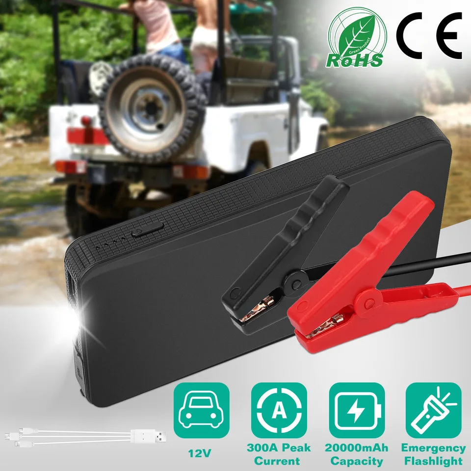 12V Car Jumper Starter 400A Peak 20000m Ah Battery Charger Power Bank Portable Power Booster Battery With 3 Flashlight Modes