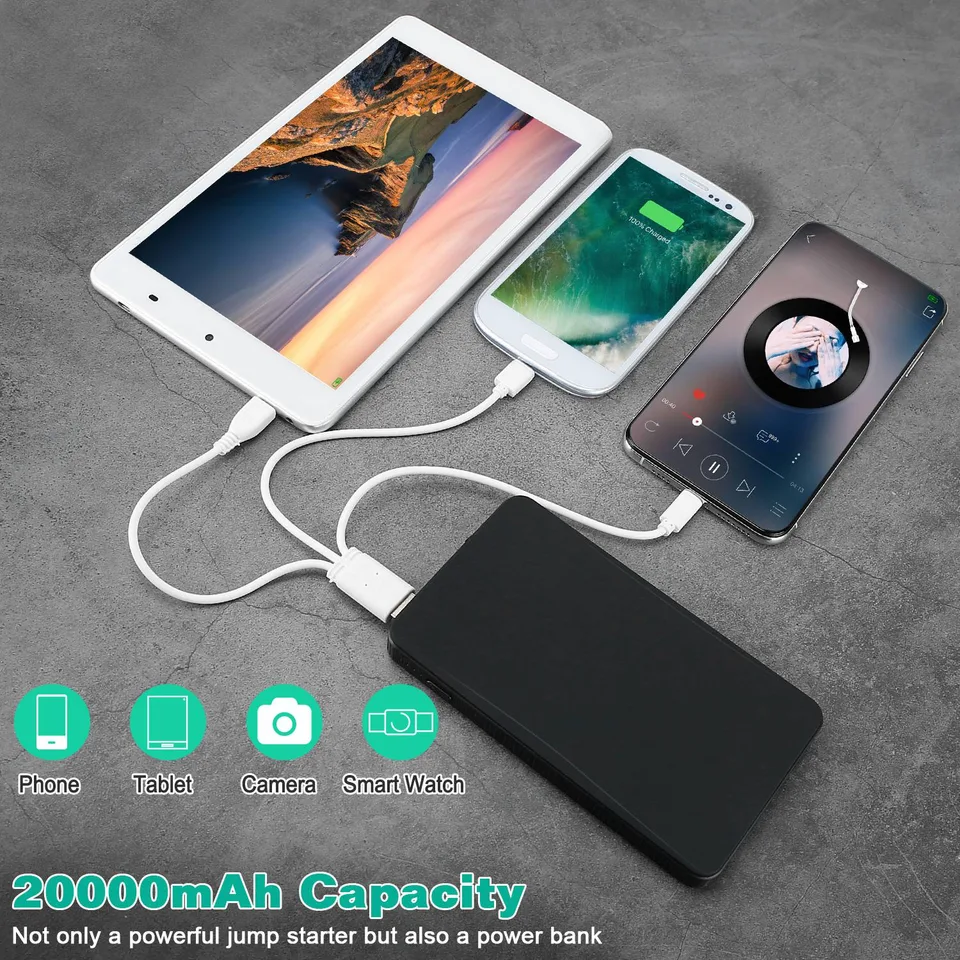 Ansicht 7 von 12V Car Jumper Starter 400A Peak 20000m Ah Battery Charger Power Bank Portable Power Booster Battery With 3 Flashlight Modes
