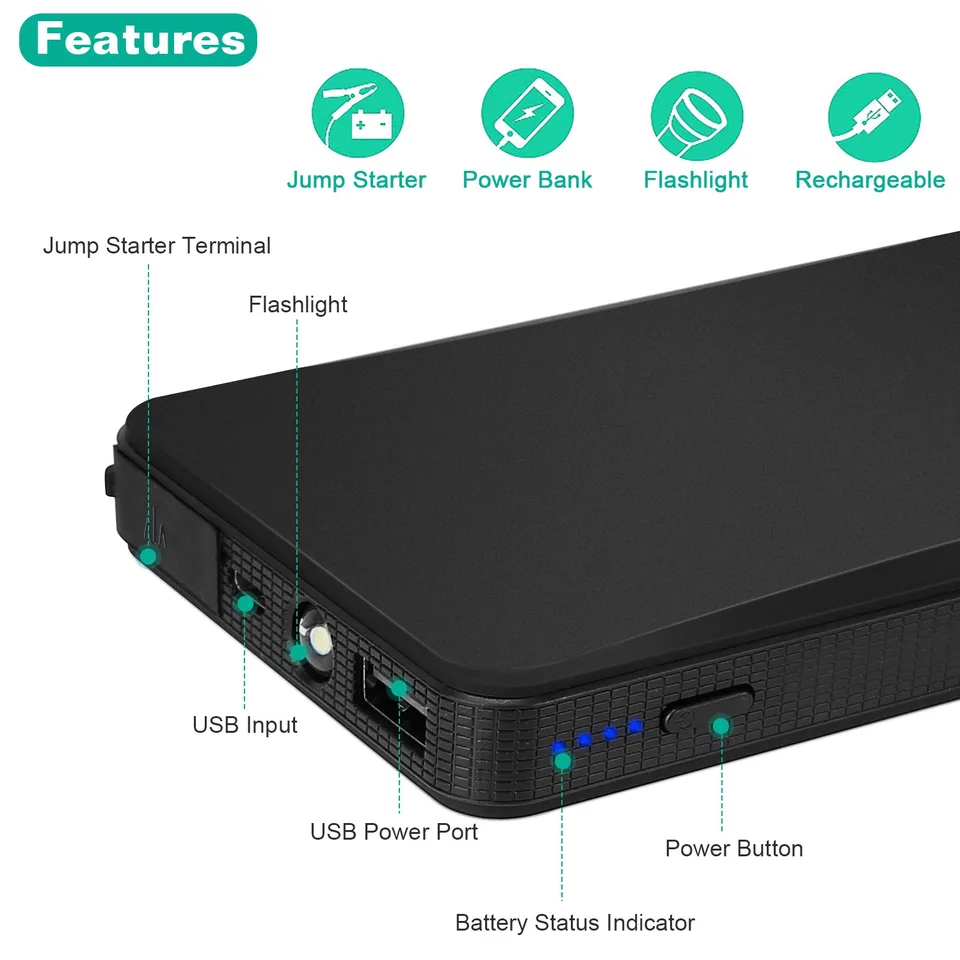 12V Car Jumper Starter 400A Peak 20000m Ah Battery Charger Power Bank Portable Power Booster Battery With 3 Flashlight Modes view 3