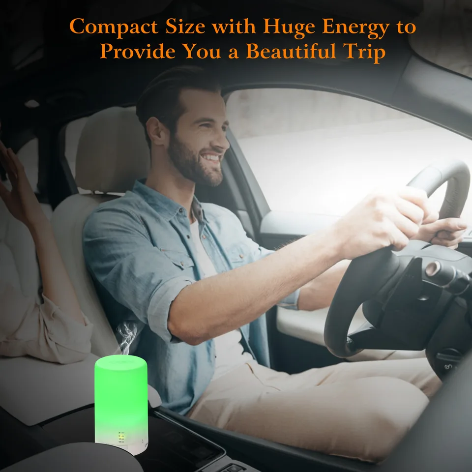 1Pc Mini Cool Mist Humidifier Ultrasonic Aroma Essential Oil Diffuser With 7 Color LED Lights 4 Timer Settings For Office Home Room Vehicle Study Yoga Spa view 4