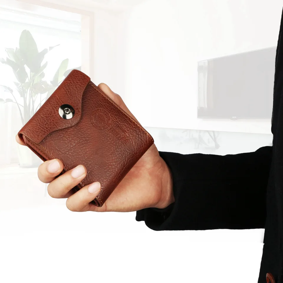 1Pc Men Wallet PU Leather Purse Slim Card Holder Cases With 2 ID Window Coin Pocket