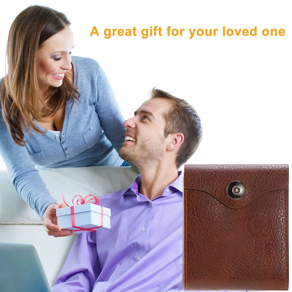 1Pc Men  Wallet PU Leather Purse Slim Card Holder Cases With 2 ID Window Coin Pocket view 4