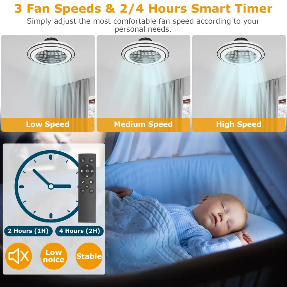 20.5in Ceiling Fan With Light Round Pendant Fan Lamp 30W LED Ceiling Fan With 3-Fan Speed Remote Control Timer APP Control view 4
