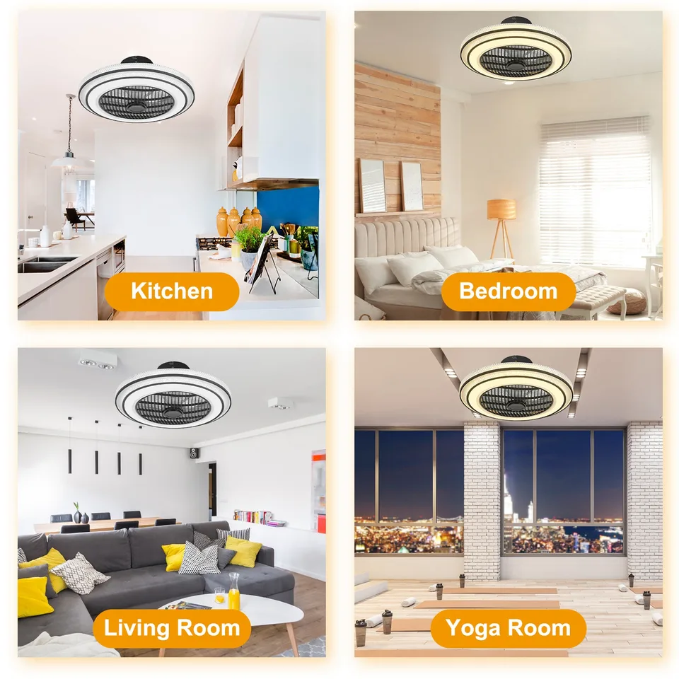 20.5in Ceiling Fan With Light Round Pendant Fan Lamp 30W LED Ceiling Fan With 3-Fan Speed Remote Control Timer APP Control view 2