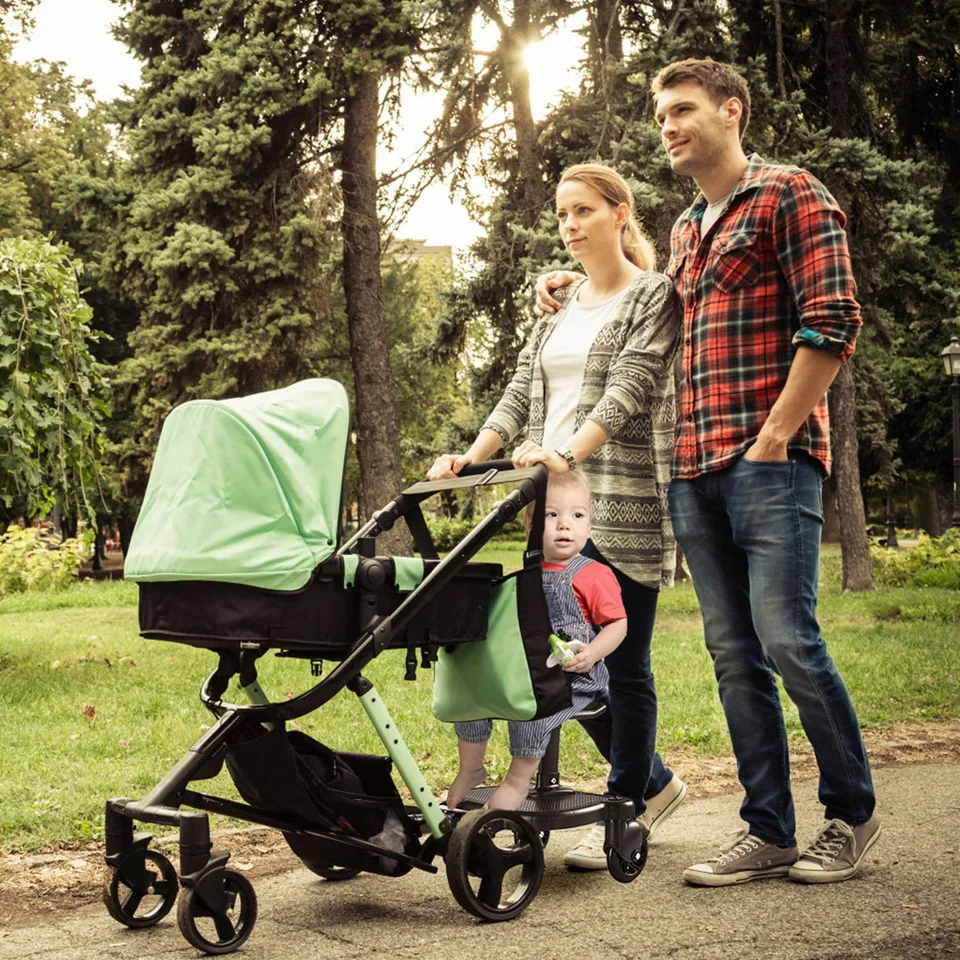 1Pc 2 In 1 Universal Stroller Board Sit & Stand Buggy Wheeled Board Toddler Stroller Attachment With Detachable Seat For 3-7 Years Old view 4