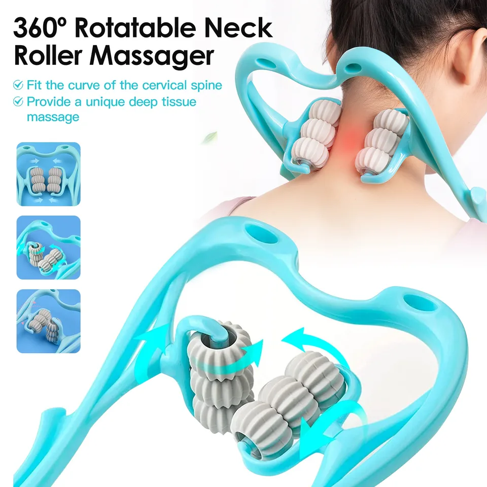 1Pc Neck Roller Massager 360 Rotatable Trigger Point Roller Portable Massager With 6 Balls For Neck Leg Thigh Foot Pain Relief view 2