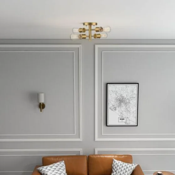 Ephemeral Four Lights Semi Flush Mount Retro Hallway Kitchen Bedroom Living Room Ceiling Pendant 11 W X 6.5 H view 3