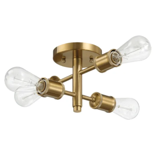 Ephemeral Four Lights Semi Flush Mount Retro Hallway Kitchen Bedroom Living Room Ceiling Pendant 11 W X 6.5 H view 4