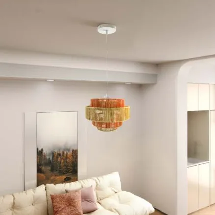 Dorset Pendant Lamp - White And Natural Terracotta view 2