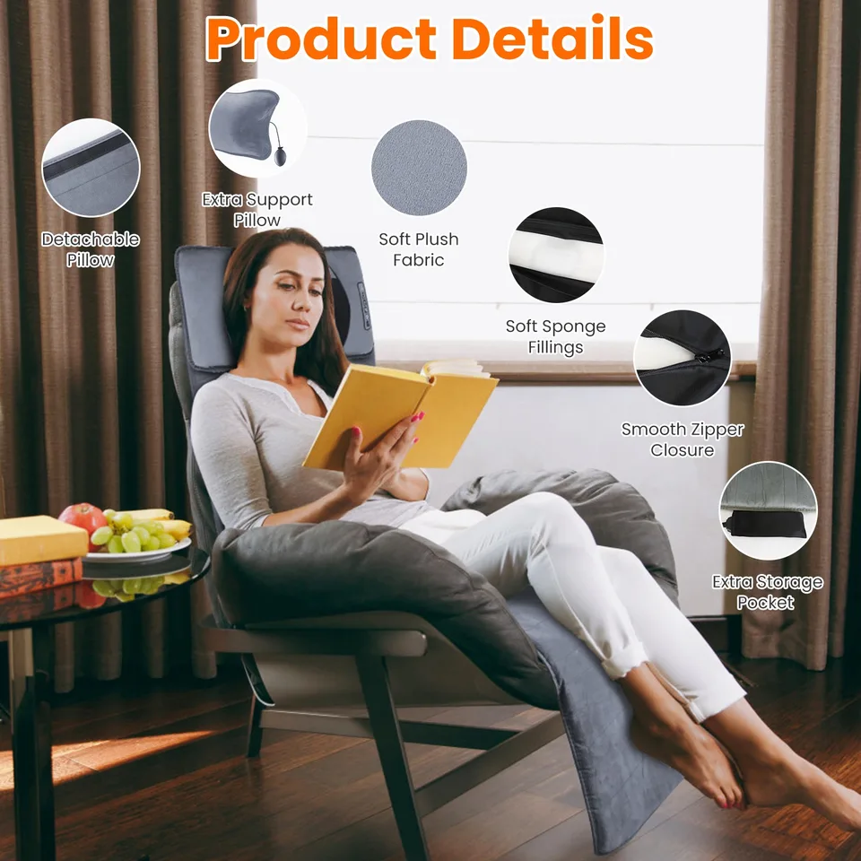 1Pc Full Body Electric Massage Mat With Heat Vibration Massage Pad Cushion Back Massage Mattress Chair Pad With Neck Massage Pillow With 10 Vibration Motors Timer Fedex Shipping view 4