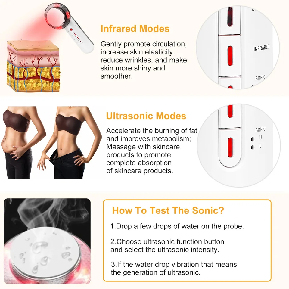 1Pc Ultrasonic Body Shaping Machine 3 In 1 Multifunctional EMS Infrared Massager Fat Remover For Belly Waist Leg Arm Skincare view 3