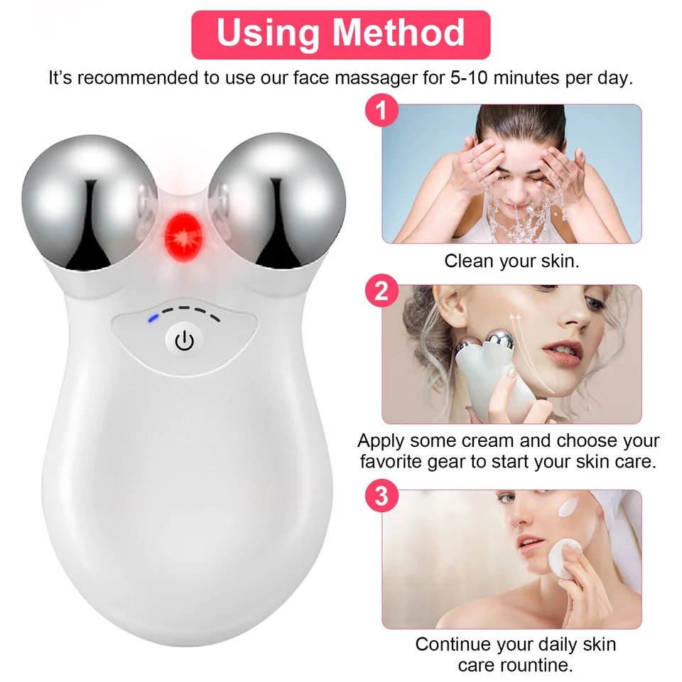 1Pc Micro-current Face Massager Rechargeable Face Neck Roller Intelligent Facial Massager With 5 Gears For Skin Tightening Skin Lifting Wrinkle Reducing view 4