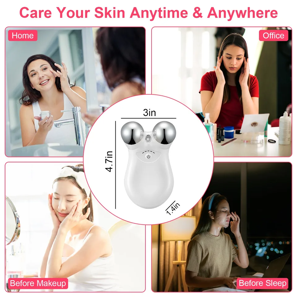1Pc Micro-current Face Massager Rechargeable Face Neck Roller Intelligent Facial Massager With 5 Gears For Skin Tightening Skin Lifting Wrinkle Reducing view 3