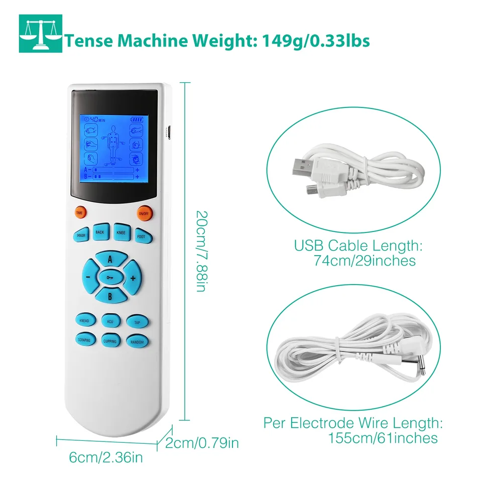 1 Pc Tens Unit Machine Impulse Massager 10 Modes Pain Relief Body Massager Machine Muscle Stimulator With 4 Outputs And 8 Electrode Pads For view 2