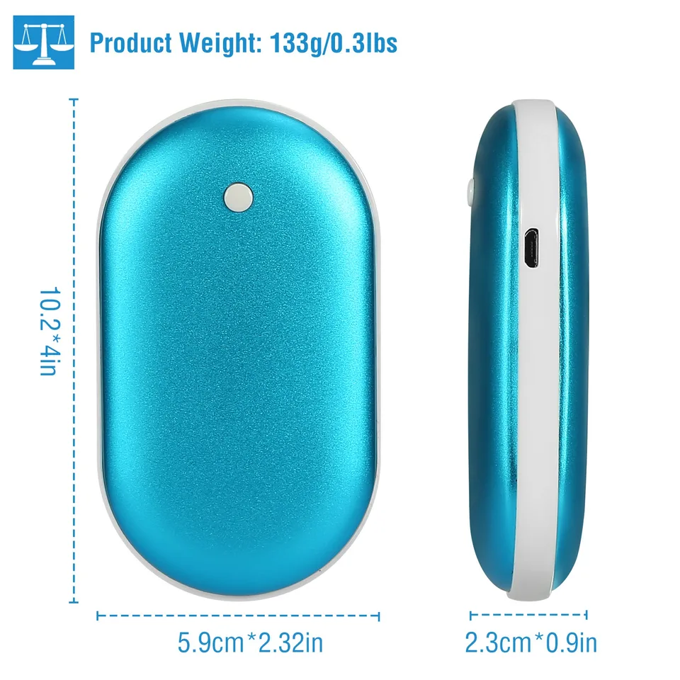 1 Pc Portable Hand Warmer 5000m Ah Power Bank Rechargeable Pocket Warmer Double-Sided Heating Handwarmer view 3