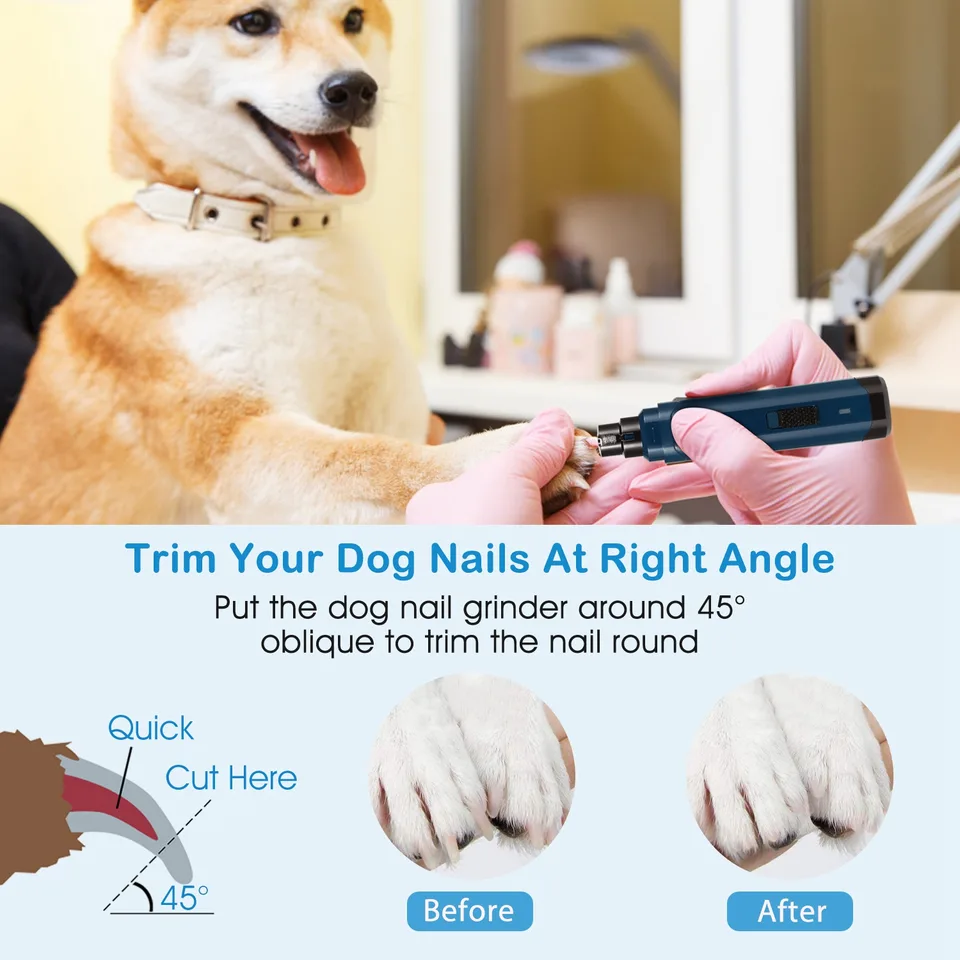 1 Pc Dog Nail Grinder 2 Speeds Quiet USB Rechargeable Pet Nail Grinder Professional Pet Nail Trimmer Cordless Paws Grooming & Smoothing Claw view 3