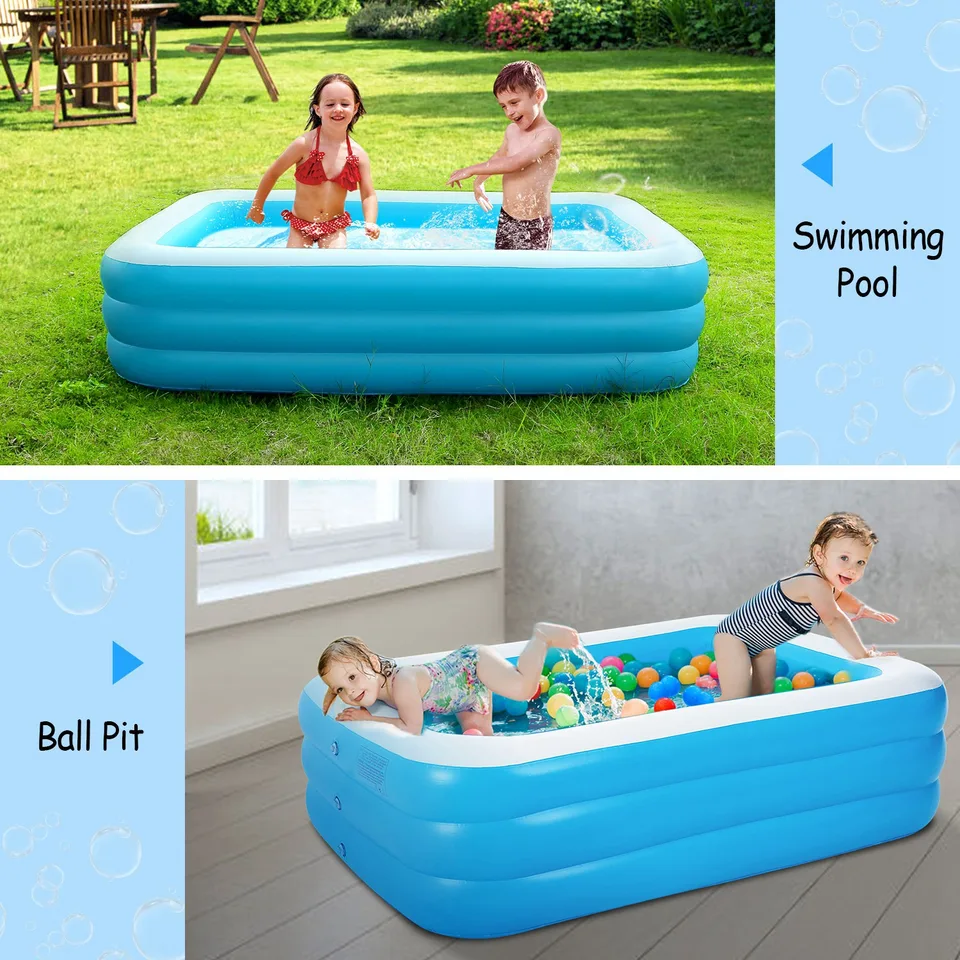 1 Pc Inflatable Swimming Pools Family Swim Play Center Pool Blow Up Kiddie Pool For Family Inflatable Lounge Pool For Kids 103x69x24in view 3