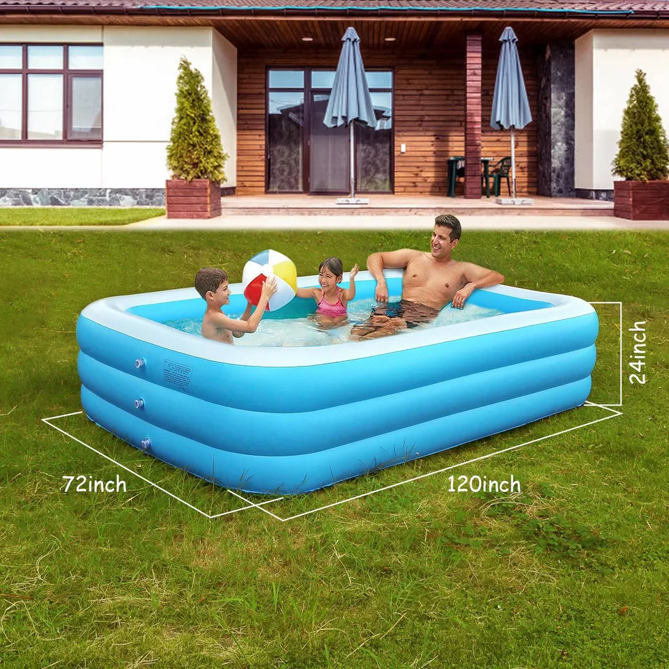 1 Pc Inflatable Swimming Pools Family Swim Play Center Pool Blow Up Kiddie Pool For Family Inflatable Lounge Pool For Kids 120x72x24in view 2