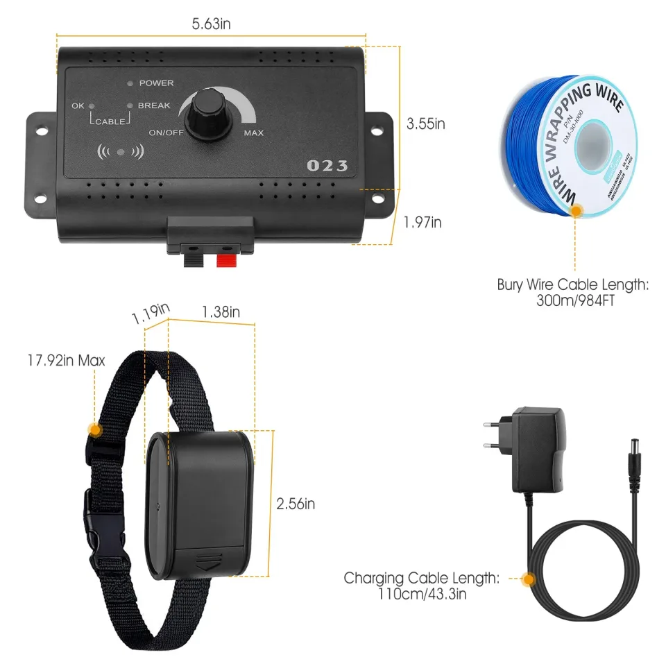 Electric Dog Fence System Pet Tone Shock Boundary Containment Water Resistant Collar Receiver For Small Medium Large Dog view 3