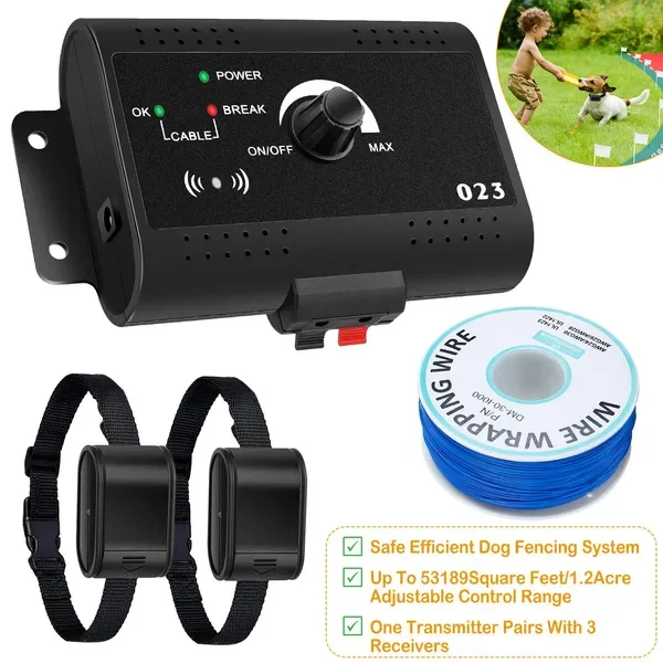 Electric Dog Fence System Pet Tone Shock Boundary Containment Water Resistant Collar Receiver For Small Medium Large Dog view 4