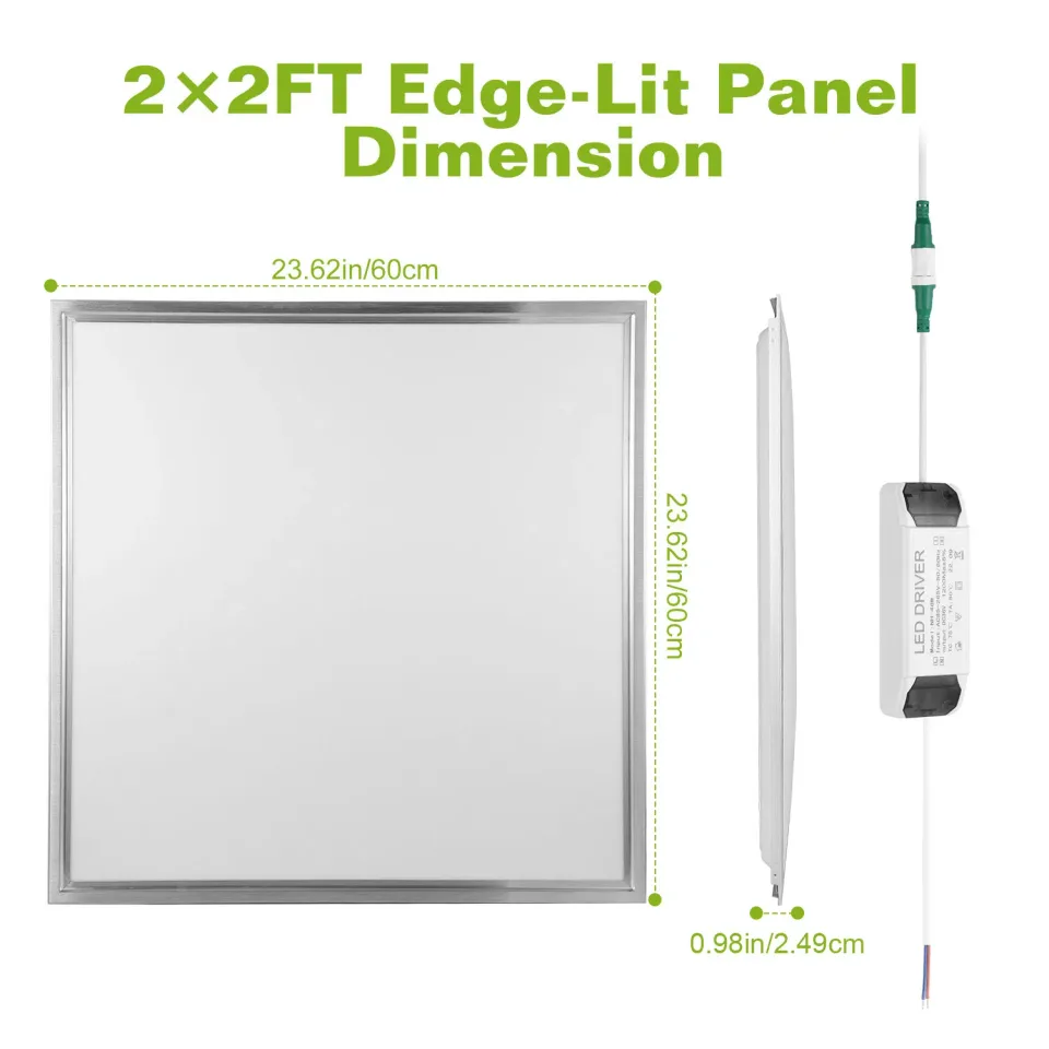 LED Panel Light 5800LM 7000K Ceiling Lighting 150W Equivalent LED Troffer Recessed Edge-Lit view 3