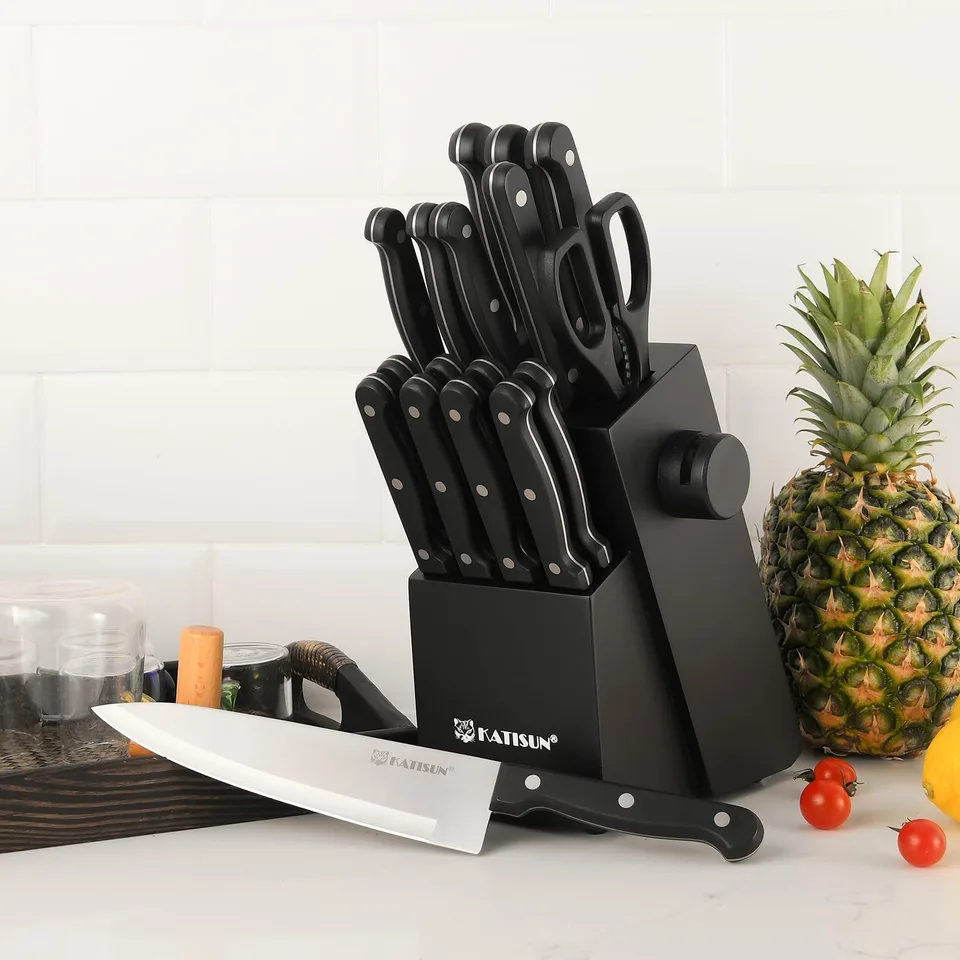 19-piece Knife Set, German Steel, Durable, Dishwasher-safe, Kitchen Knife Set With Built-in Sharpener For Chopping, Slicing, Dicing And view 2