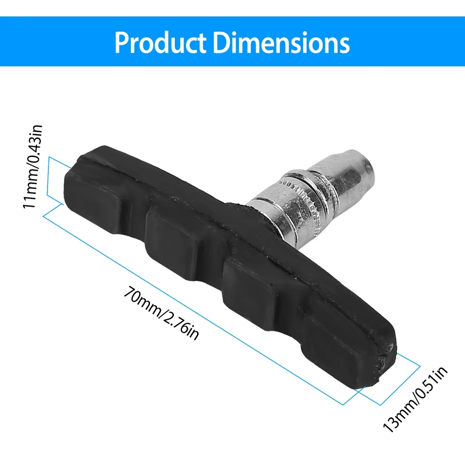 5 Pairs V Bike Brake Pads Road Mountain Bicycle V-Brake Blocks Set 70mm Non-Slip V Bicycle Stop Caliper With Hex Nuts And Spacers view 2
