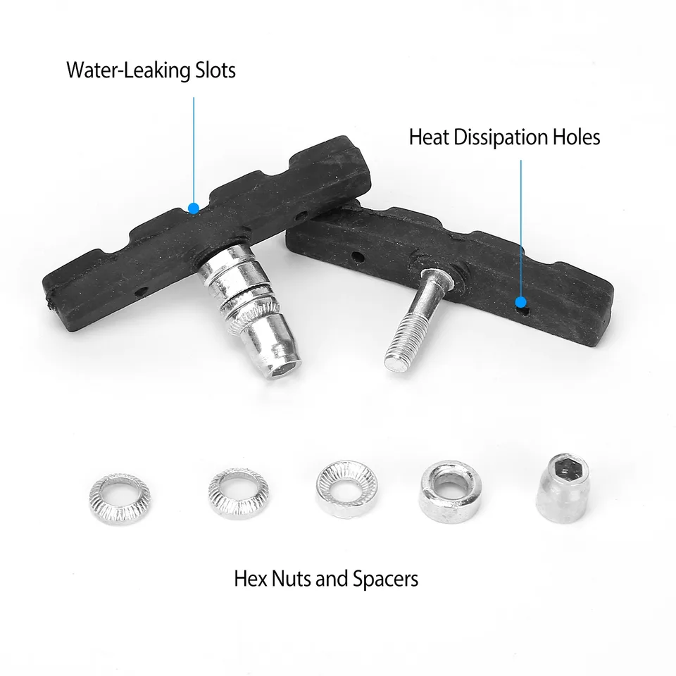 5 Pairs V Bike Brake Pads Road Mountain Bicycle V-Brake Blocks Set 70mm Non-Slip V Bicycle Stop Caliper With Hex Nuts And Spacers view 4