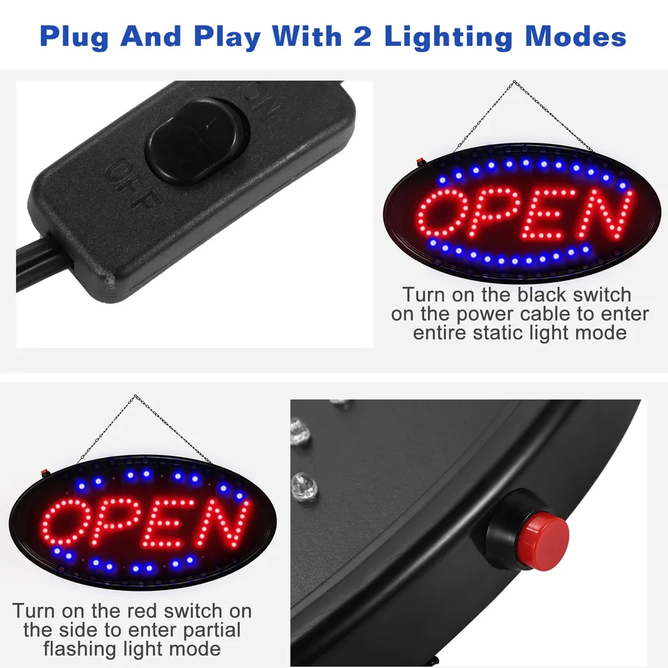 1Pc Ultra Bright LED Neon Open Sign Normal Lighting Store Business Sign Animated Motion view 4