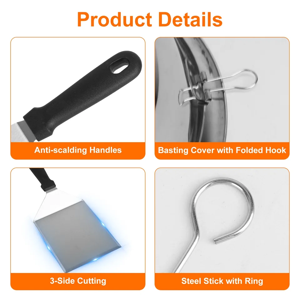 31 Pcs Griddle Accessories Kit Flat Top Grill Accessories For Camp Chef With Spatulas Griddle Press Basting Cover Spice Shakers Vegetable view 3