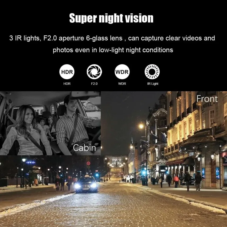 1080P Dual Lens Car DVR Dash Cam Video Recorder G-Sensor Front And Inside Camera view 2