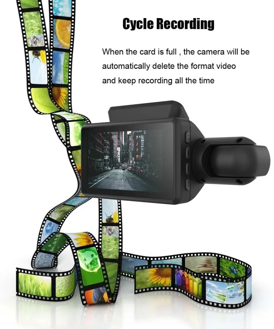 1080P Dual Lens Car DVR Dash Cam Video Recorder G-Sensor Front And Inside Camera view 3