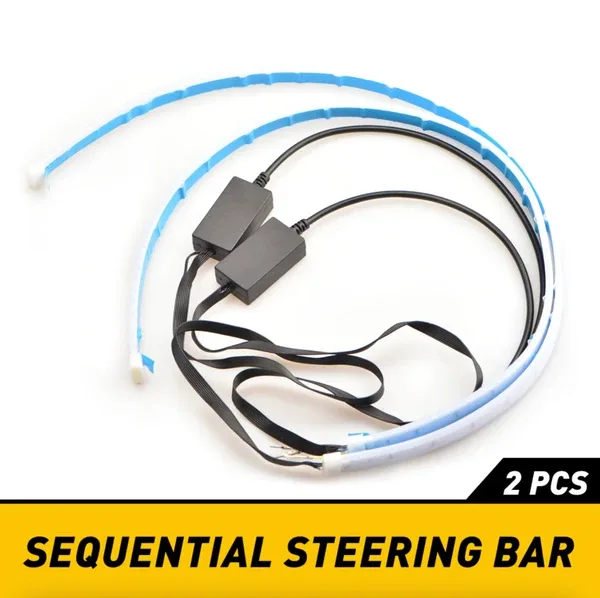 2 X 60CM Slim Amber Sequential Flexible LED DRL Turn Signal Strip For Headlight view 2