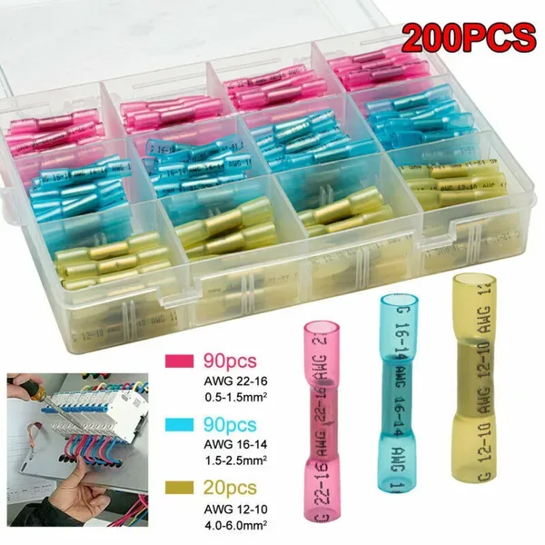 200PCS Heat Shrink Butt Wire Splice Connectors Seal Crimp Terminals USA view 4
