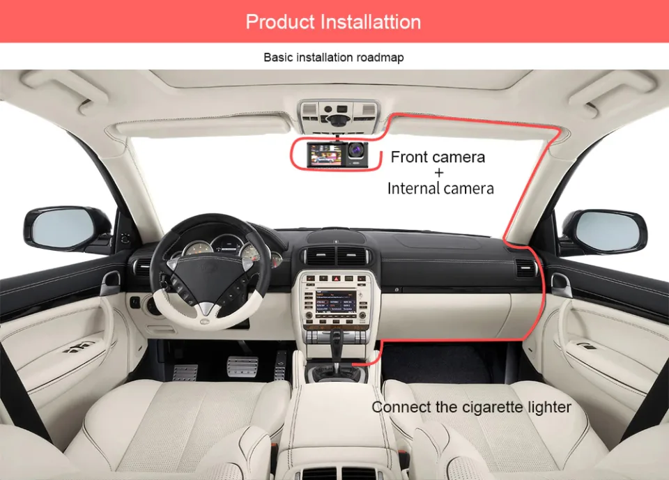 Car Dual Lens Dash Cam HD 1080P Front Rear Inside Video Recorder Camera G-Sensor view 3
