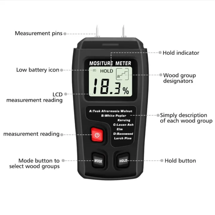 Digital LCD Wood Meter Detector Tester Wood Firewood Paper Cardboard view 4