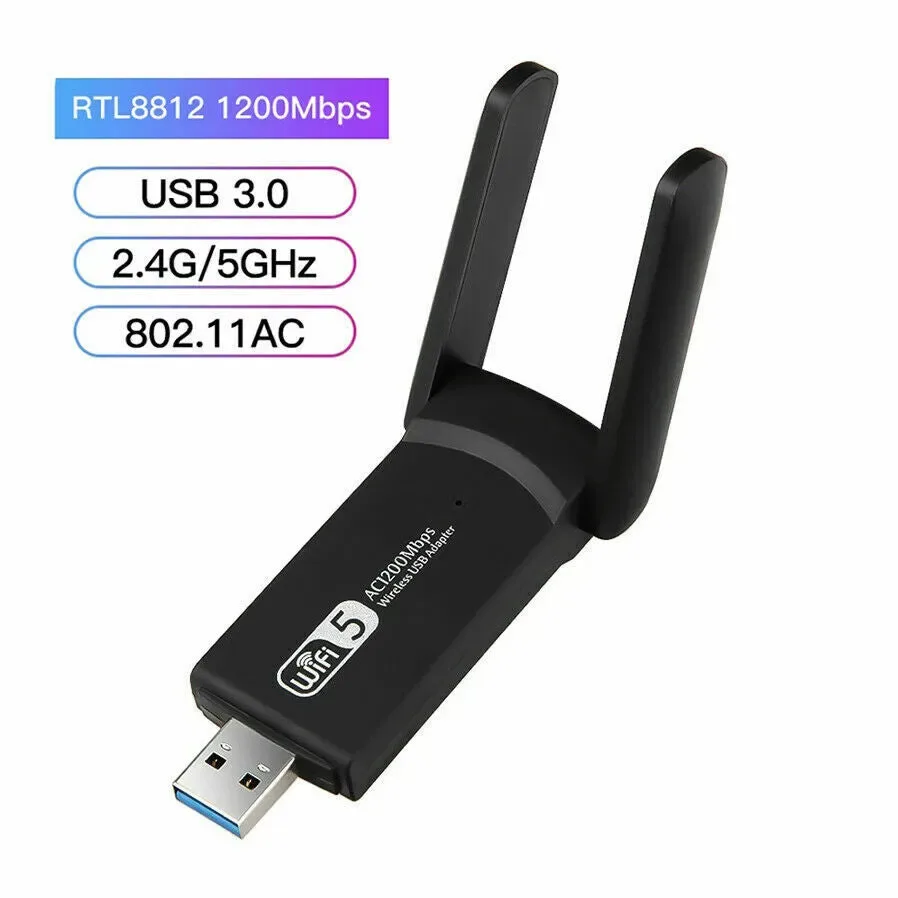 1200Mbps Long Range AC1200 Dual Band 5GHz Wireless USB 3.0 WiFi Adapter Antennas view 2
