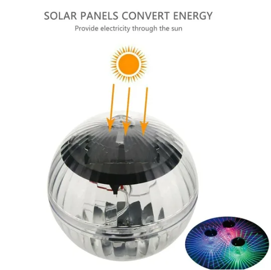 Outdoor Solar LED Floating Light Garden Pond Pool Lamp Rotating RGB Color Change view 3