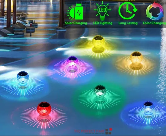 Outdoor Solar LED Floating Light Garden Pond Pool Lamp Rotating RGB Color Change view 4